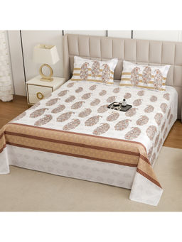 Story@Home - White Cotton 240 TC Bedsheet with 2 Pillow Covers (King)