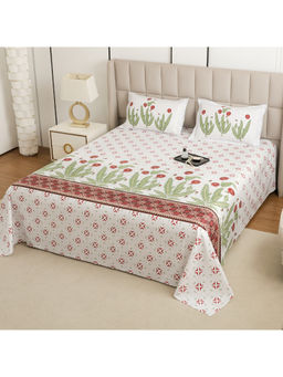 Story@Home - Red Cotton 240 TC Bedsheet with 2 Pillow Covers (King)