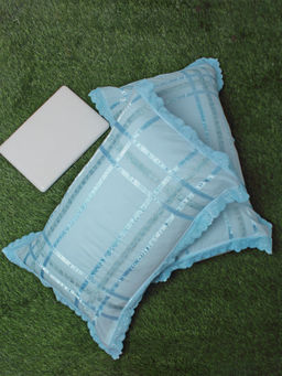 HOSTA HOMES - Blue Lace 280 TC Pillow Covers (Pack of 2)