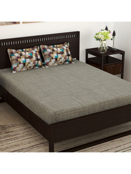 Story@Home - Grey 152 TC Cotton Bedsheet with 2 Pillow Covers (Queen)
