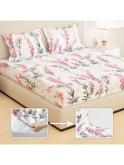 Story@Home - White 210 TC Fitted Bedsheet with 2 Pillow Covers (Queen)