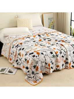 Story@Home - White Floral Printed Dohar (Single)