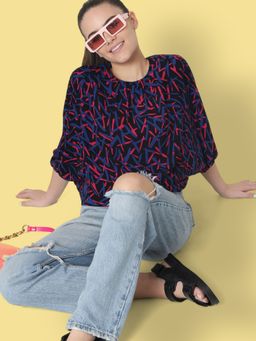 ONLY - Women Printed Black Top