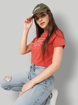 ONLY - Women Casual Wear Red T-shirt