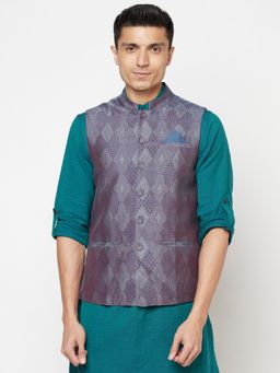 Fabindia - Viscose Rayon Grey Self Design Men Nehru Jacket