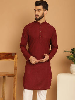 Treemoda - Maroon Chikankari Embroidered Kurta