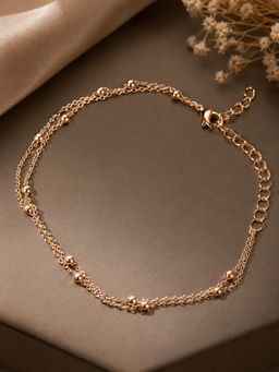 Fabula - Gold Beads Multi Layered Fashion Anklet