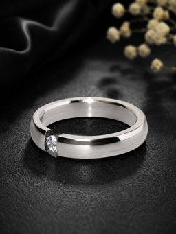 Fabula - Silver Plated Small Cubic Zirconia Delicate Engagement Proposal Ring