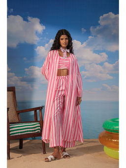 Scakhi - Pink Cotton Striped Co-Ord Set