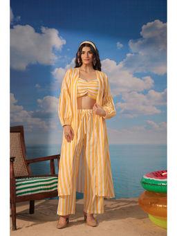 Scakhi - Yellow Cotton Striped Co-Ord Set