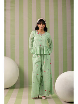 Scakhi - Green Cotton Mulmul Peplum Co-ord Set