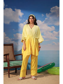 Scakhi - Yellow Cotton solid Co-ord Set