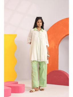 Scakhi - Green Cotton Embroidered Tunic & Salwar
