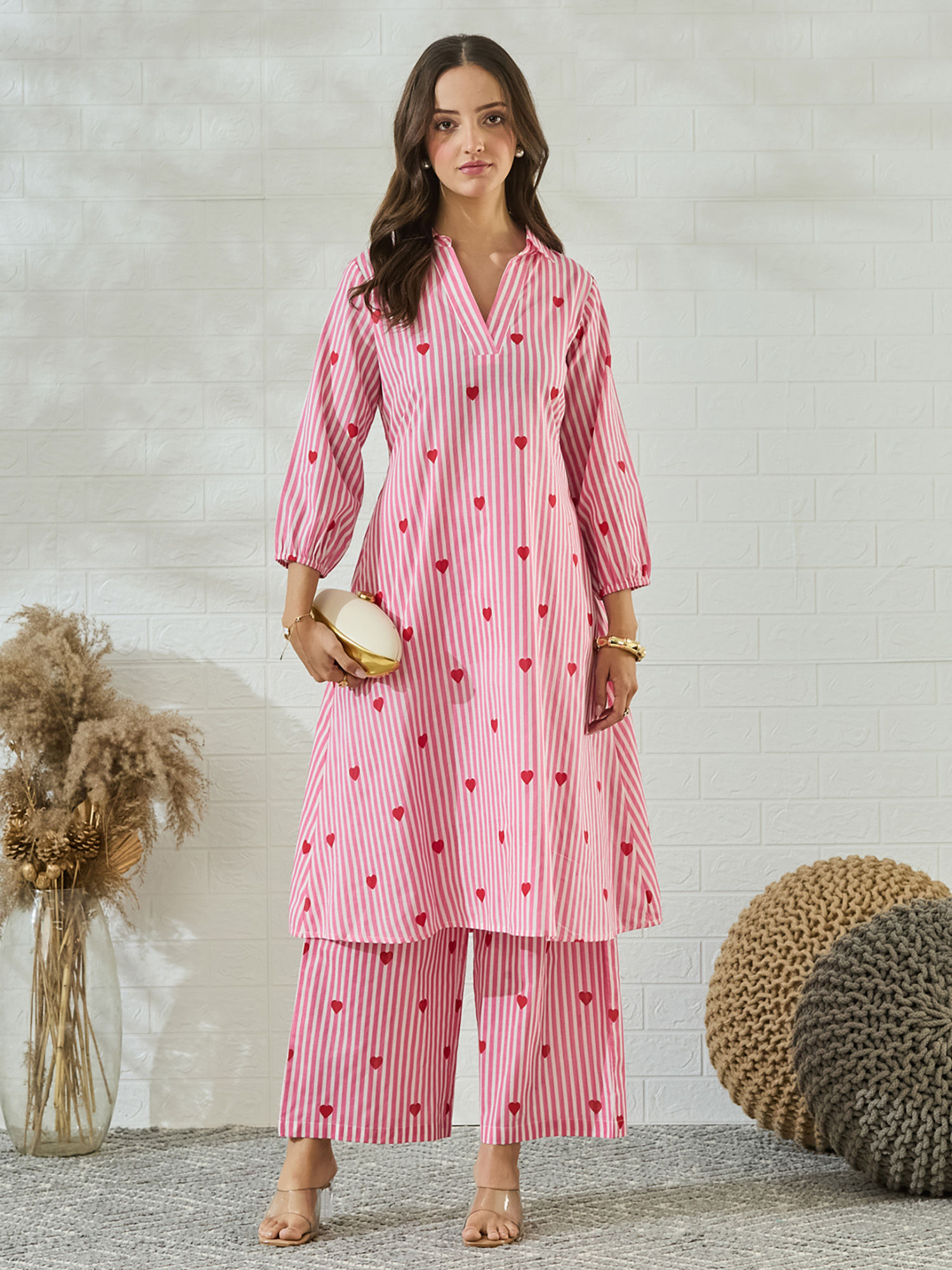 mokosh Women Pink Printed Cotton Kurta with Palazzo-picture-44