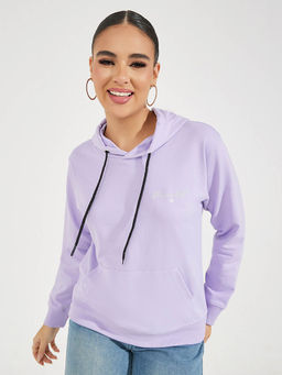 Styli - Women Purple Regular Fit Sweatshirt Hoodie