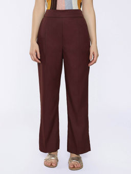 RAREISM - Leezo Maroon Straight Plain Trousers