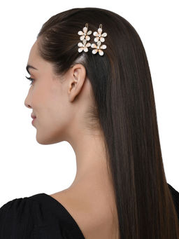 Accessorize London - Women's Ivory Floral Gem Slide Hair Clip (pack of 2)