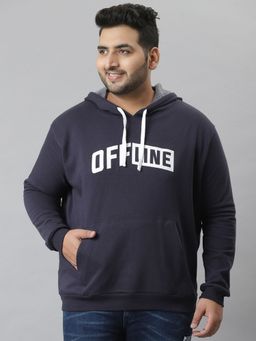 Instafab Plus - Men'S Printed Stylish Hooded Casual Sweatshirts,Navy Blue