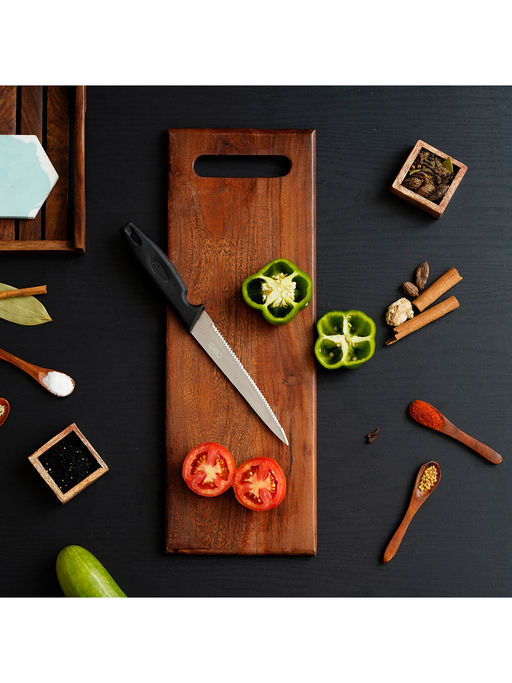 eCraftIndia Brown Long Rectangle Wooden Chopping Board