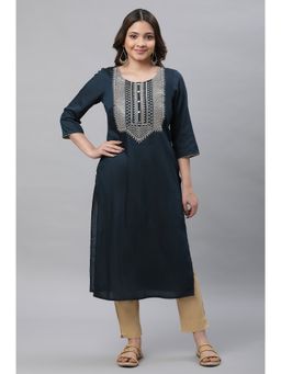 Aurelia - Navy Blue Zari Embroidered Festive Ethnic Kurta