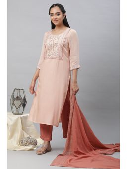 Aurelia - Peach Embroidered Kurta, Pant and Dupatta (Set of 3)