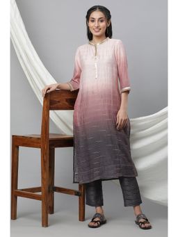 Aurelia - Women Pink Printed Viscose Kurta Set with Trouser