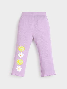 Somersault - Purple Ribbed Flared Cotton Pant