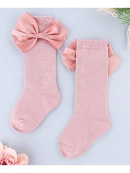 KIDLINGSS - Satin Bow Applique Socks - Pink