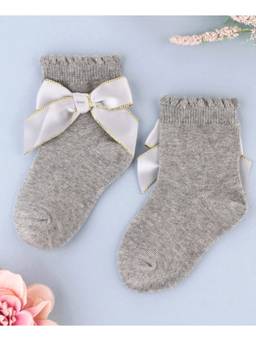 KIDLINGSS - Glittered Bow Applique Socks - Grey