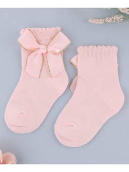 KIDLINGSS - Glittered Bow Applique Socks - Pink