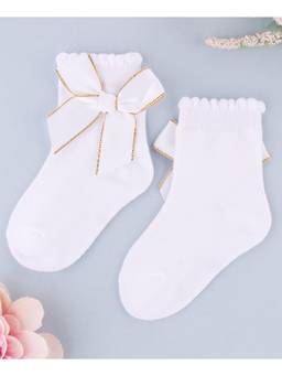 KIDLINGSS - Glittered Bow Applique Socks - White