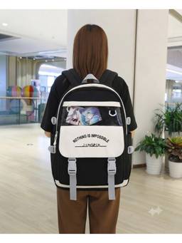 WALSON - Black Korean Kawaii Water Resistant Stylish Backpack