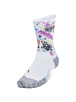 Under Armour - Unisex White Armour Dry Run Cushion Mid Socks