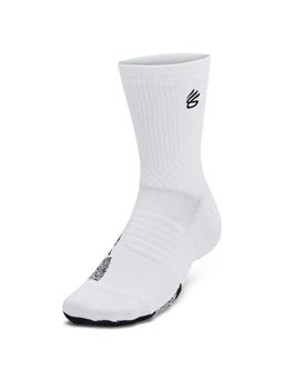 Under Armour - Unisex White Curry Armour Dry Playmaker Mid Socks