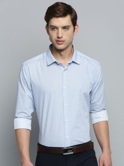 SHOWOFF - Men's Spread Collar Blue Printed Shirt