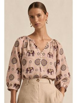 The NARI by SUGERCANDY - Women's Elephant Print Cotton Top