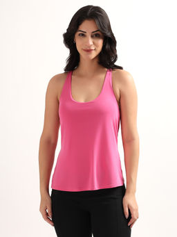 RYZ - Swoosh Padded Cross Back Wrap Pink Tank Top