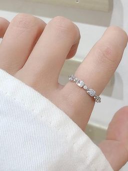 Salty - Dara Geo Crystal Silver Adjustable Ring