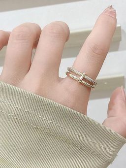 Salty - Jada Studded Stackable Gold Adjustable Ring