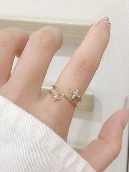 Salty - Twinkling Studded Star Gold Adjustable Ring