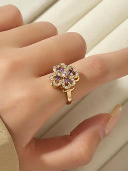 Salty - Diantha Purple Floral Spinner Adjustable Ring