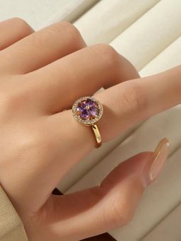Salty - Esme Crystal Purple Floral Spinner Adjustable Ring