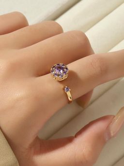Salty - Eris Purple Crystal Gold Spinner Adjustable Ring