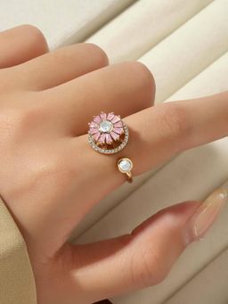 Salty - Haya Pink Baguette Spinner Adjustable Ring
