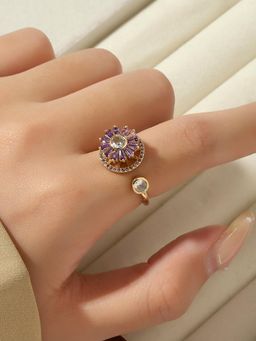 Salty - Haya Purple Baguette Spinner Adjustable Ring