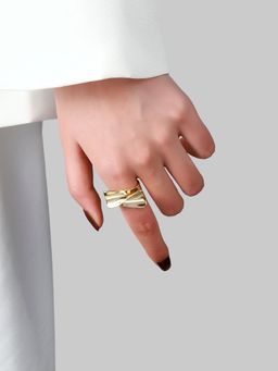 Salty - Gilded Statement Curve Adjustable Ring