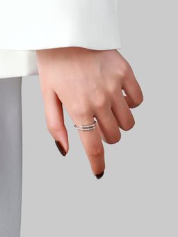 Salty - Silver Shiny Sparkle Adjustable Ring