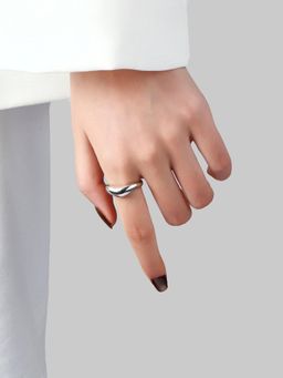 Salty - Molten Wave Silver Adjustable Ring