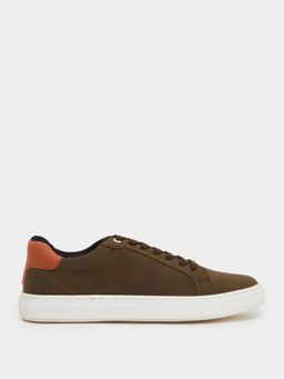Styli - Men Colorblocked Lace Up Sneakers - Olive