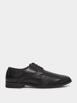 Styli - Men Animal Textured Lace Up Round Toe Derbies - Black
